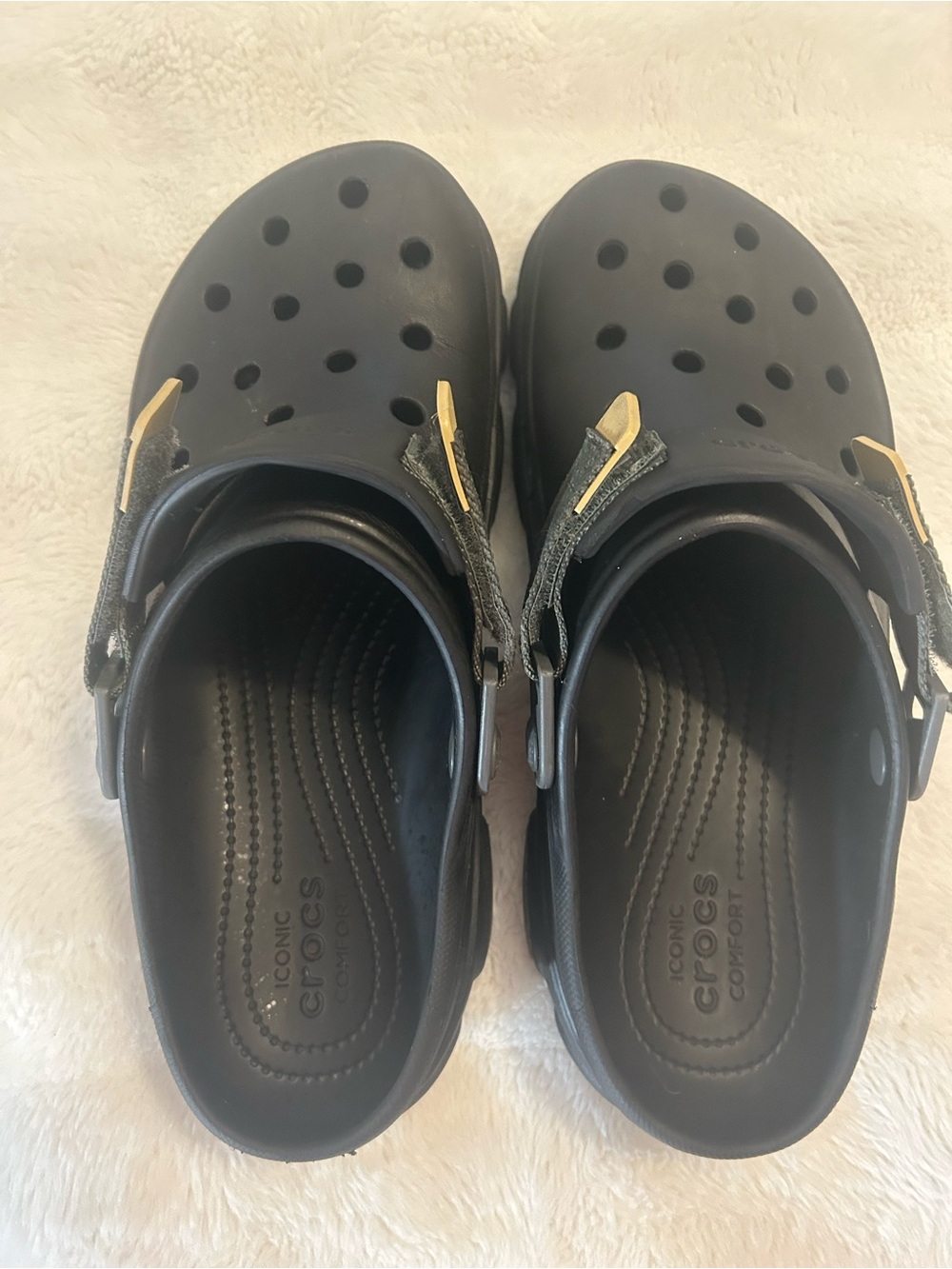 CROCS Classic Mens/Womens Black Clogs with Velcro Straps